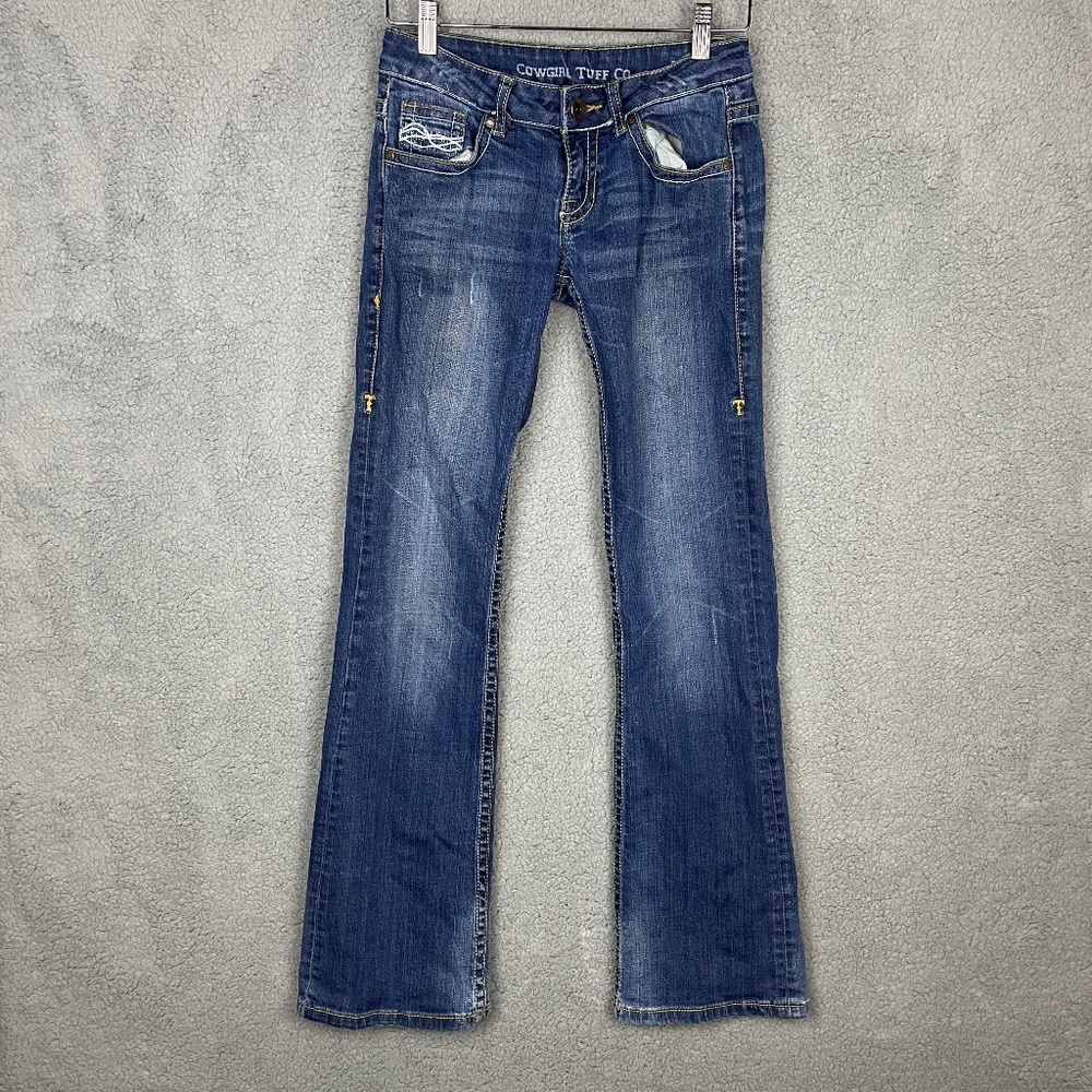 COWGIRL TUFF CO Boot Cut Jeans Mens 26x33 "Don't Fence Me In" Barbed Wire